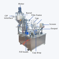 Machine de remplissage et de scellage rotative automatique de haute qualité pour boissons, yaourts, gelées, crèmes glacées, confitures et chocolat, 250 ml, 1 gobelet