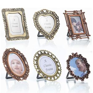 Antique Bronze Custom Silk Screen Printed Simple Photo Heart Pattern Round Tabletop Picture <b>Frame</b> for Promotional Home Ornaments - Product Image 1