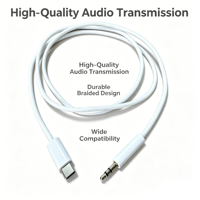 Adaptateur casque Type-C vers prise jack 3,5 mm femelle avec puce DAC intégrée, câble audio stéréo en PVC tressé pour téléphone portable