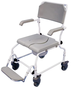 Factory Direct Durable Aluminum Alloy Mobile Shower <b>Chair</b> Adjustable Shower Wheelchair with Commode Bucket - Product Image 4