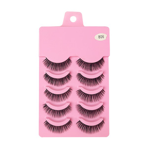 <span class=keywords><strong>Cils</strong></span> noirs à bandes, longueurs mixtes naturelles 14mm, bande transparente invisible, effet œil de chat, faux <span class=keywords><strong>cils</strong></span> en fourrure 3D, réutilisables - Faits à la main 0.03mm - Product Image 4