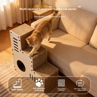 Griffoir pour chat, structure d'escalade et nid intégrés en carton ondulé haute densité, surdimensionné, pour le tranchage des griffes et la détente