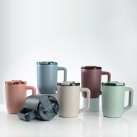 Nueva Taza de Café de Viaje de Acero Inoxidable de Doble Pared Personalizada con Asa y Tapa Deslizante, Botella de Vacío para Bebidas Frías y Calientes, Venta al por Mayor Surtida