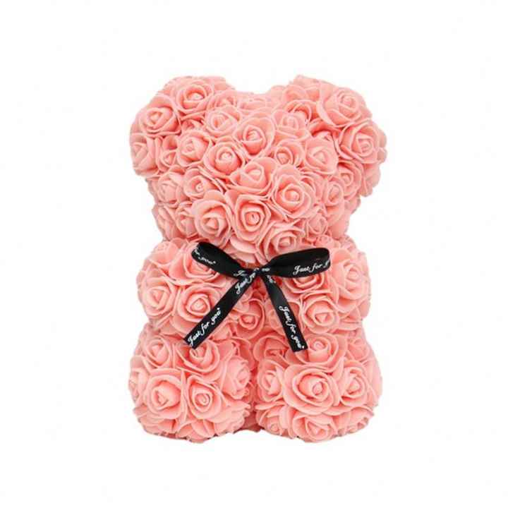 DIY 25 cm Teddy Rose Bear With Box Artificial PE Flower Bear Rose Valentine's Day for Girlfriend Women Wife Mother's Day Gifts