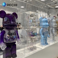 Vitrine de collection de figurines en acrylique illuminée RECHI avec éclairage LED pour le rangement et l'exposition de figurines Bear Brick
