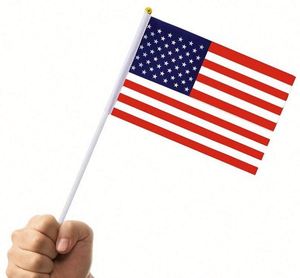 Produits les plus vendus - Drapeau américain personnalisé de 14x21 cm, petit drapeau à agiter à la main en polyester, drapeau à agiter à la main personnalisé - Product Image 2