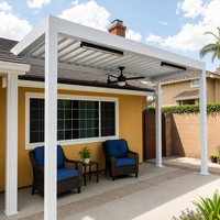 Pergola bioclimatique moderne en aluminium à lames orientables, toit imperméable, commande électrique à distance, jardin, villa, véranda