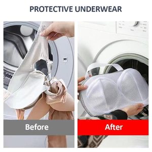 Borsa per il lavaggio del reggiseno Set di 2 sacchetti per il lavaggio della biancheria in rete con cerniera Premium per reggiseno borse per il lavaggio della biancheria intima in rete pieghevole - Product Image 2