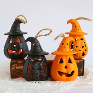 Lanterne citrouille Eve portable, décoration squelette d'horreur, pendentif, lumière LED poney pour Halloween - Product Image 1