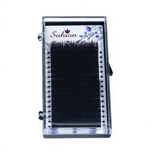 Extensions de cils synthétiques faites à la main, courbure D, épaisseur 0,07 mm, longueur 14 mm, naturelles, douces et faciles à éventaillement - Product Image 1