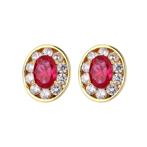 Wholesale Eco-friendly Oval Cut 8*10-5*7mm Red Cubic Zirconia Retro Gold Plated Copper <b>Earings</b> and Rings <b>Set</b> for Women - Product Image 1
