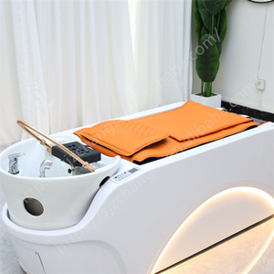 เก้าอี้สระผมไฟฟ้าสำหรับร้านเสริมสวยหรูหราทันสมัย พร้อมโครงสแตนเลสและฟังก์ชั่นนวดแบบน้ำตก - Product Image 3