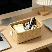 Panier de rangement en rotin tressé PP, écologique, durable, fait main, imperméable, résistant à la moisissure, facile à nettoyer, design moderne, cuisine, salle de bain