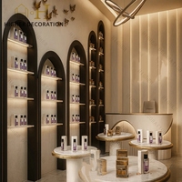 Vitrine de présentation de parfums en bois massif avec éclairage LED, présentoir de parfums en verre trempé à vendre