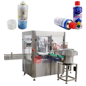 Full Automatic Aerosol Machine Liquid Filling Sealing Gas Filling Weight Checking Production Line For Paint Spray