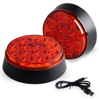 Feu de signalisation d'urgence à LED rond 12W, rechargeable, avec fixation magnétique, aspect polycarbonate, clignotant