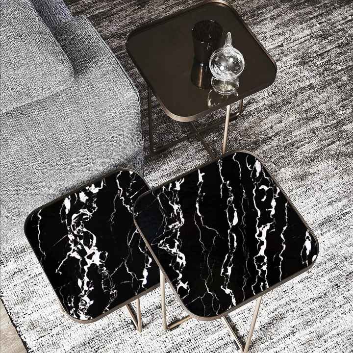 ORON DECO Glossy PVC SelfAdhesive Wallpaper Black White Marble Sticker