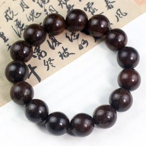 Chinese Style Grey Wood <b>Bracelet</b> 15mm Round <b>Beads</b> Unisex Gift Fashion Beaded <b>Bracelet</b> - Product Image 3