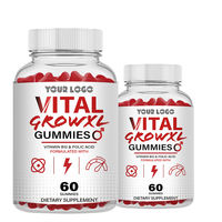 Vital Grow XL Bonbons Gommeux pour Hommes Zinc & Vitamine B12 pour la Gestion de l'Énergie Masculine & l'Endurance Croissance Musculaire Flacon de 60 unités