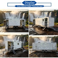 Remorque WC portable 5 postes blanche à double essieu avec climatiseur intégré et lavabo pour événements de grande envergure, location haute capacité