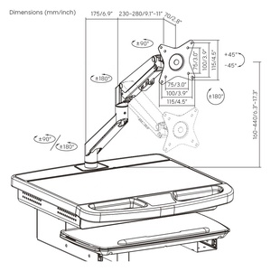 Gas-lift y tế giỏ hàng di động chiều cao có thể điều chỉnh cán bệnh viện PoC tai nạn IV xe đẩy trên bánh xe với màn hình cánh tay Khay bàn phím - Product Image 5