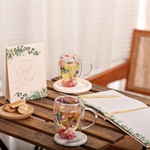 Offre Spéciale – Tasses et Soucoupes Isothermes en Verre Borosilicate à Double Paroi avec Motif Floral Coloré pour Café, Lait et Thé - Product Image 6