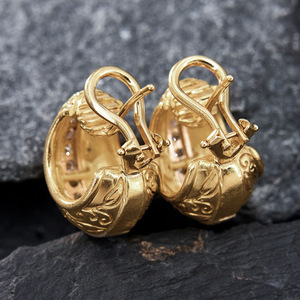 Orecchini a polsino a forma di C intagliati per donna, bicolore, vintage, per uso quotidiano, accessori per l'orecchio - Product Image 6