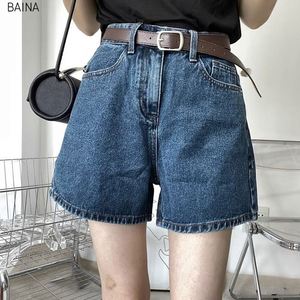Shorts de mezclilla casuales de pierna ancha para mujer, transpirables, lavados, sexys, de corte A, rectos, pantalones cortos de cintura alta para tallas grandes, de verano - Product Image 1