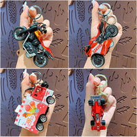 Porte-clés moto dessin animé créatif et cool, mini jouet pour enfants, petite voiture, sac à dos, petit cadeau, vente en gros PVC