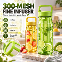Bouteille d'eau infuseur de fruits en gros de 600 ml et 800 ml avec poignée de transport, joint en silicone et filtre amovible