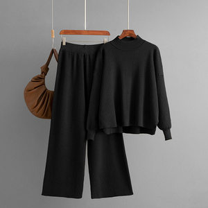 Set da donna in stile europeo e americano, composto da maglione casual ampio in nylon/cotone tinta unita antipiega e gonna <span class=keywords><strong>sopra</strong></span> il ginocchio. - Product Image 6