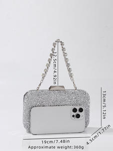 Custom Sparkling Chain Evening Clutch <b>Bag</b> for Women Rhinestone <b>Sequin</b> Party Purse Fashion Crossbody <b>Bag</b> for Prom Wedding Dinner - Product Image 5