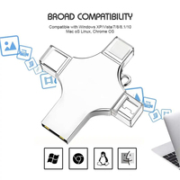4 In 1 Tipe C OTG kustom 32G 64G128G 256G Memorias USB Stick Key USB3.0 Disk memori flashdisk Pen USB Flash Drive