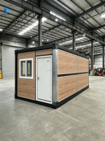 Maison conteneur préfabriquée pliable à grain de bois, modulaire et portable, pour bureau de chantier et logement