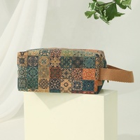 Sac à fermeture éclair vintage WS63 2025 à motif floral, pochette personnalisée avec impression intégrale, sac rectangulaire en liège à fermeture éclair