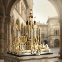 86388 Modelo de Arquitectura de la Sagrada Familia de Barcelona Medieval, Bloques de Construcción Modulares, Regalos para Adultos, 10328 Piezas
