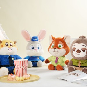 Peluche Ufficiale di Zootopia Nick e Judy, Poliziotti Leopardi, Serie Happy, Giocattolo in Cotone PP, Bambola per Macchina a Pinza - Product Image 1
