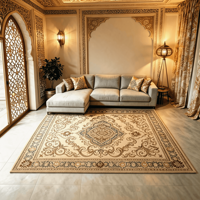 Luxuriöser Vintage Persischer Orientalischer Teppich Traditionelles Arabisches Muster Rutschfester Großer Teppich für Wohnzimmer Heim-Dekoration