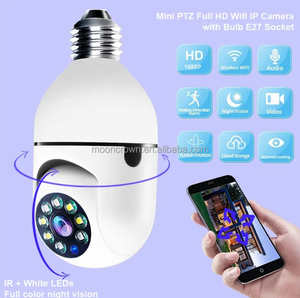 Mooncrown <span class=keywords><strong>V380</strong></span>-1 Cámara de Seguridad Inteligente para el Hogar, Mini Cámara Wifi, Cámara IP Inalámbrica P2P, Lámpara <span class=keywords><strong>VR</strong></span> Panorámica de 360 Grados, Cámara con Bombilla WIFI - Product Image 2