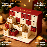 Boîte cadeau calendrier de l'avent personnalisée, boîte en papier multi-compartiments pour cadeau surprise de Noël
