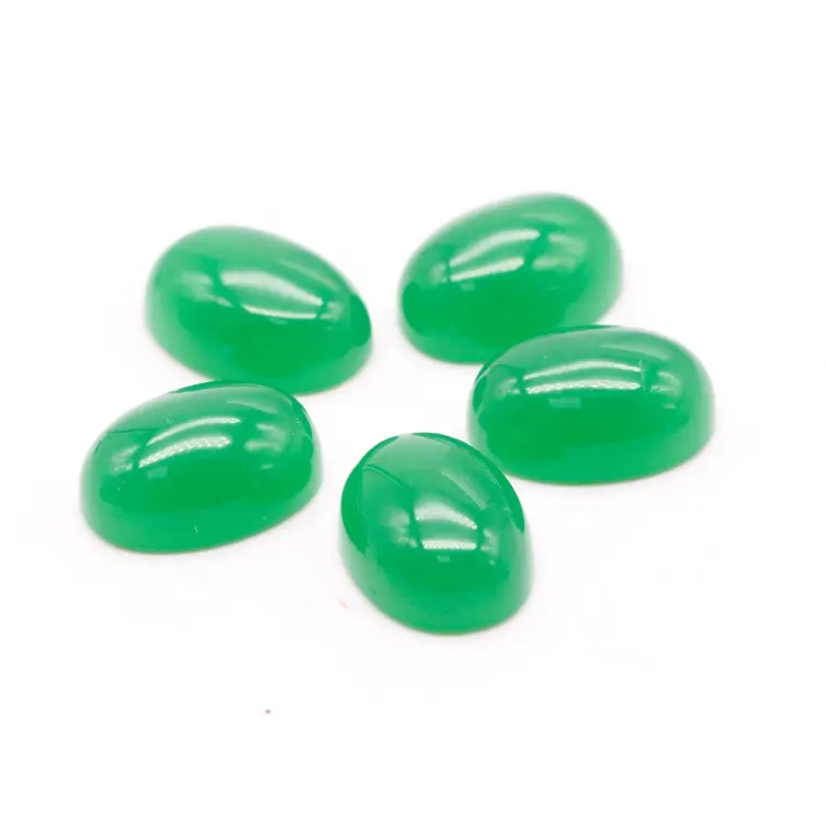 Cabochões de vidro verde esmeralda forma oval