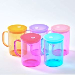 Ensemble de verres personnalisés en gros : Tasses réutilisables pour lait, milkshake, jus, cappuccino et mugs à café en verre - Product Image 2