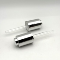 Vente en gros d'usine - Bouchon compte-gouttes en aluminium brillant argenté 18 mm 18/410 pour flacon en verre d'huile essentielle