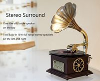 Tocadiscos de gramófono Retro, Tocadiscos, fonógrafo Vintage todo en uno con bocina de cobre de 3,5mm, Material de vinilo de salida USB incorporado