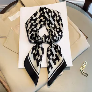 Groothandel Dames Luxe Designer Twill Zijde Vierkant Haar Sjaals Voor Vrouwen Moslim Polyester Zijde Vierkante Hijabs Hoofddoek