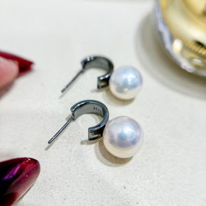 Accessoires en argent pur S925 pour la création de bijoux en perles, boucles d'oreilles en argent tendance avec barre ronde de 9 à 15 mm et plateau vide 22256 - Product Image 3