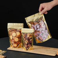 Sachet debout en aluminium métallique Sacs à fermeture éclair refermables avec fenêtre transparente pour bonbons, collations et assaisonnements