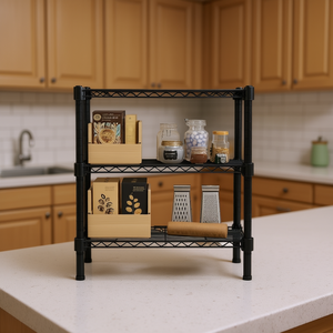 Étagère en fer noire à 3 niveaux 350x600x850mm pour rangement de cuisine, design industriel, support autoportant - Product Image 2