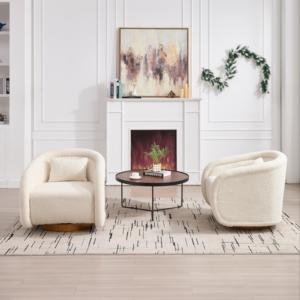 Kursi barel putar 360 °, kursi aksen bentuk labu dengan kain lembut jok nyaman untuk ruang tamu - Product Image 5