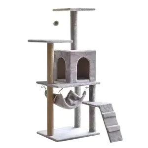 Sıcak satış daha tipi katı ahşap Rattan ahşap kedi tırmanma çerçeve kedi ağacı mobilya Scratch Post Pet House için kedi